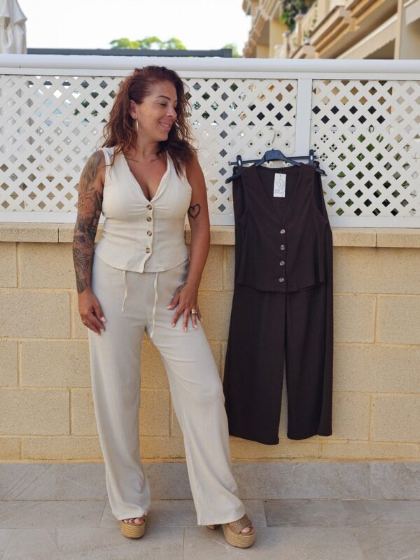 Conjunto chaleco de bambula