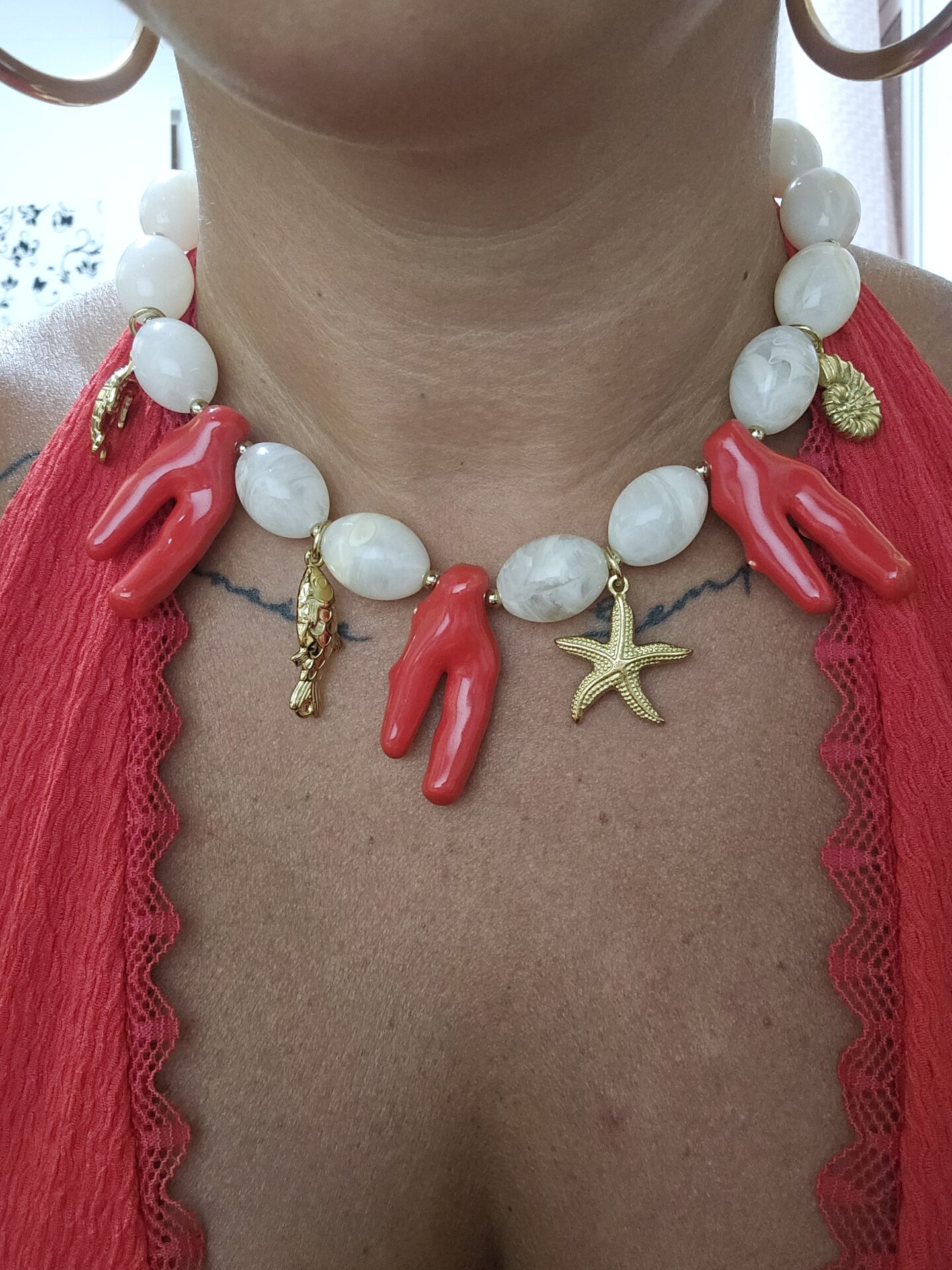 Collar Nácar con rojo